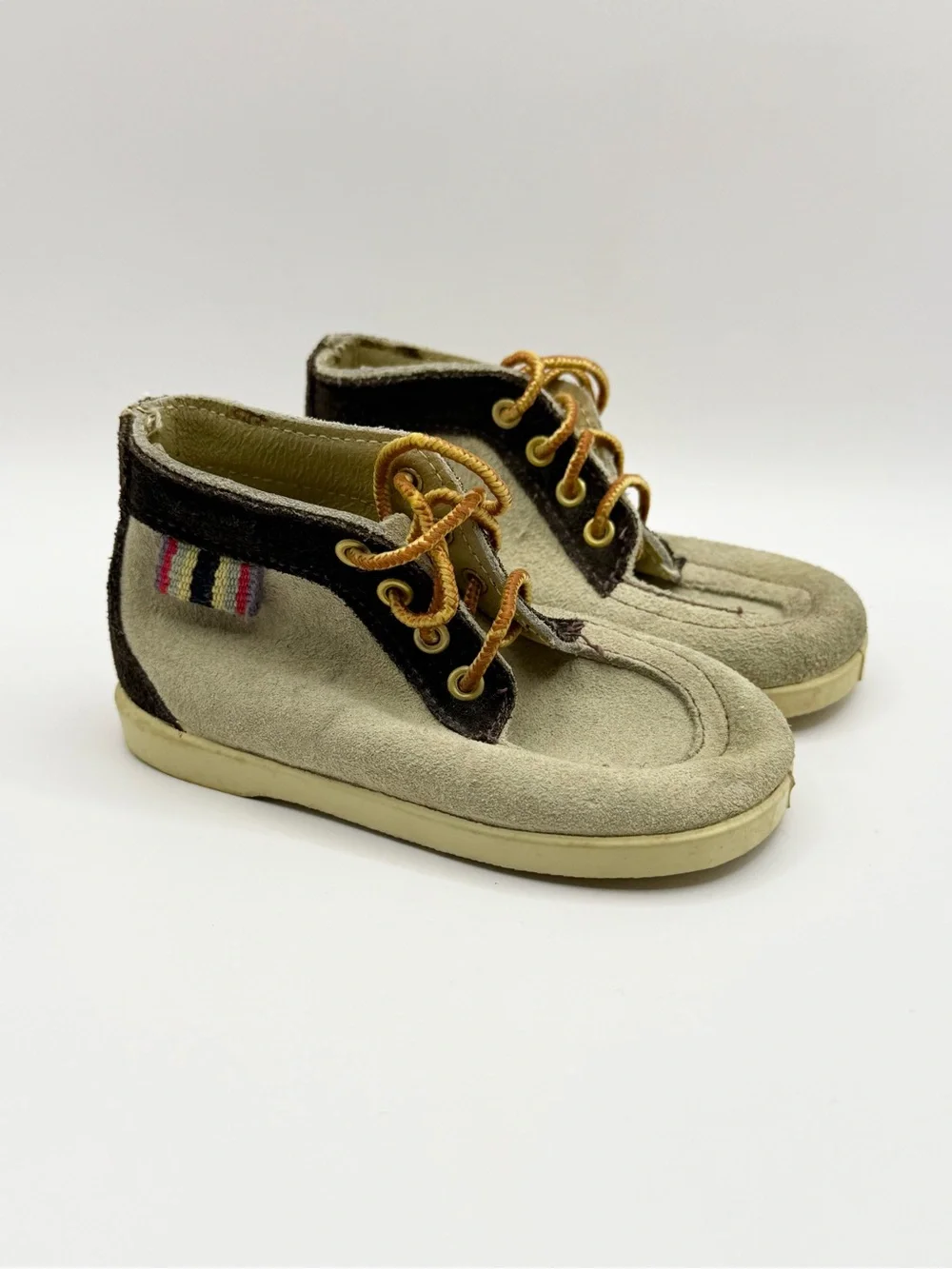 Vintage 80s Baby Boy Chukka Boots Brown/Tan Suede Lace Up